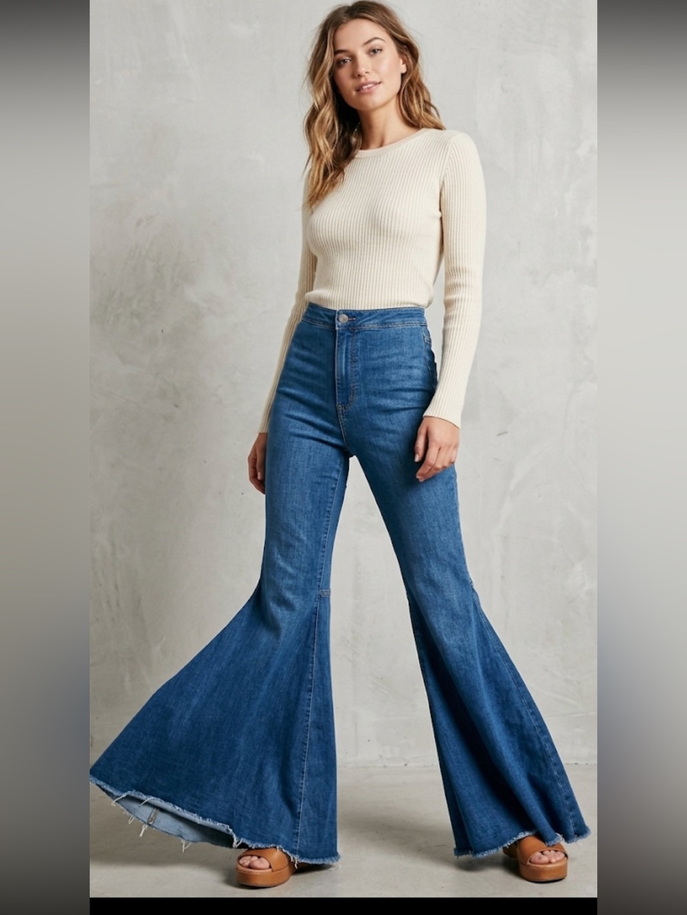 Free People Just Float on Blue High-Rise Flare Jeans EUC   28 R